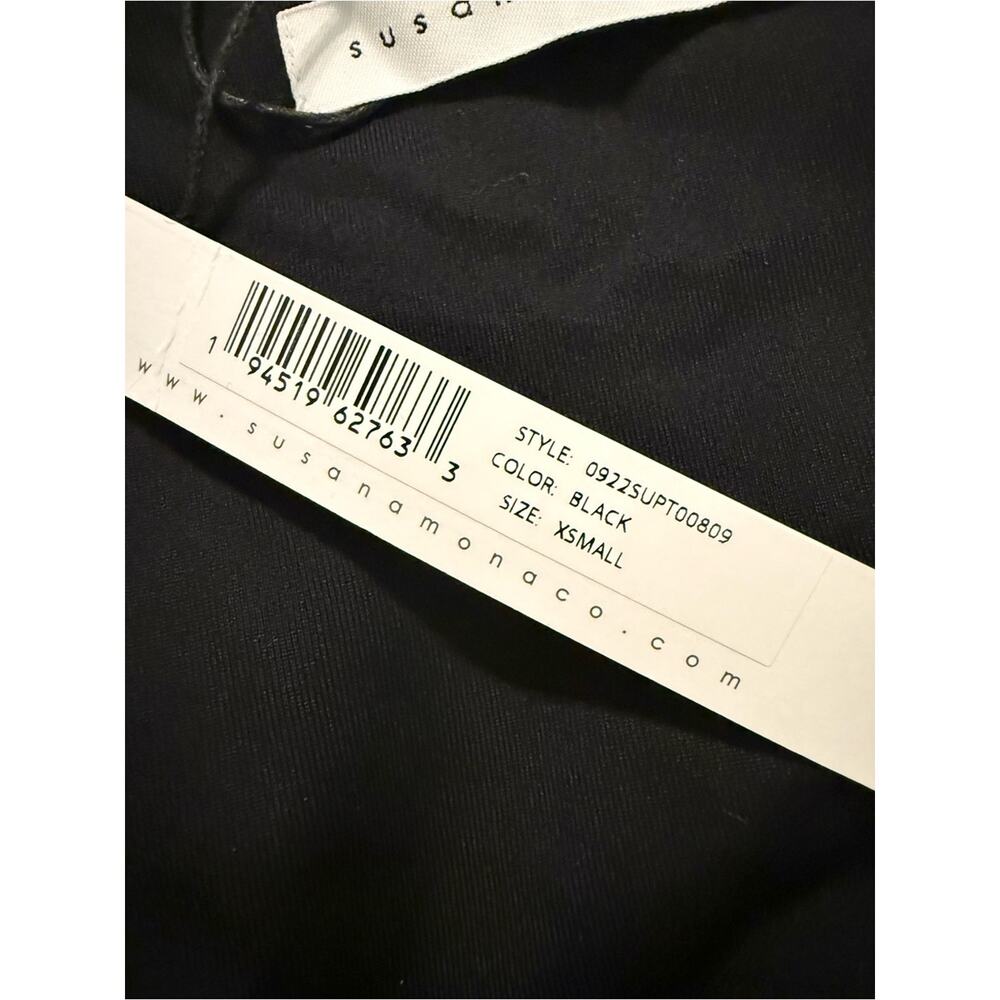 Susana Monaco Black Off Shoulder Peplum Top Long Sleeve NWT Size XS Made in USA - Picture 5 of 7